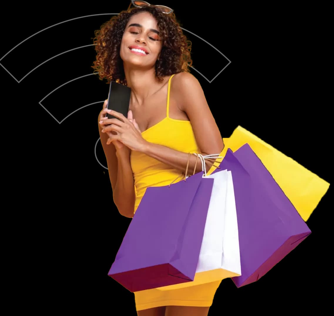 Shopping lady going wireless